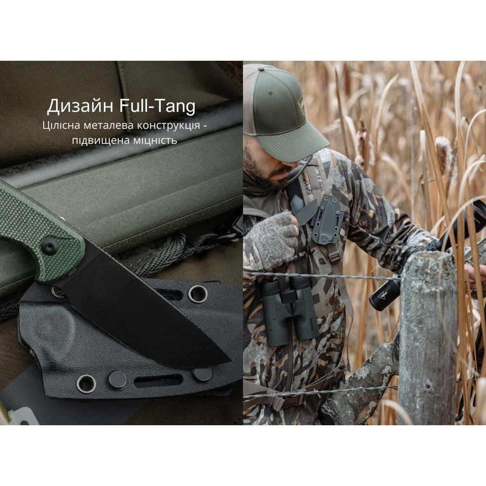 Ніж фіксований тактичний Civivi Timberbark, (8.1 см) 14C28N / Micarta темно-зелений Київ - фото 11