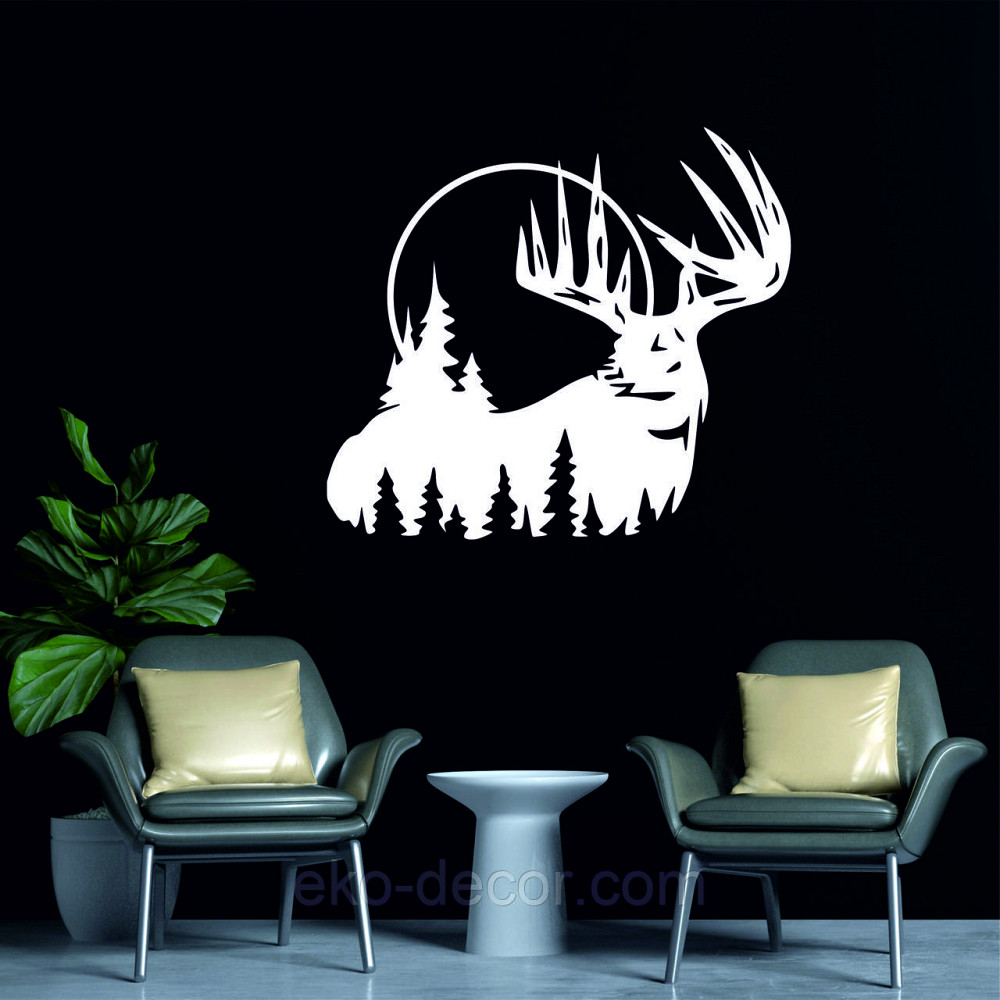 Декоративное настенное Панно «Олень» Декор на стену 50*45 см, Белый Киев - изображение 4