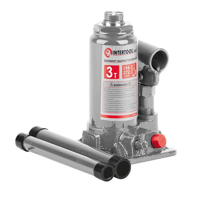 Домкрат "стовпчик" одноштоковий 3т, 194-372 мм INTERTOOL GT0022 Київ - фото 2