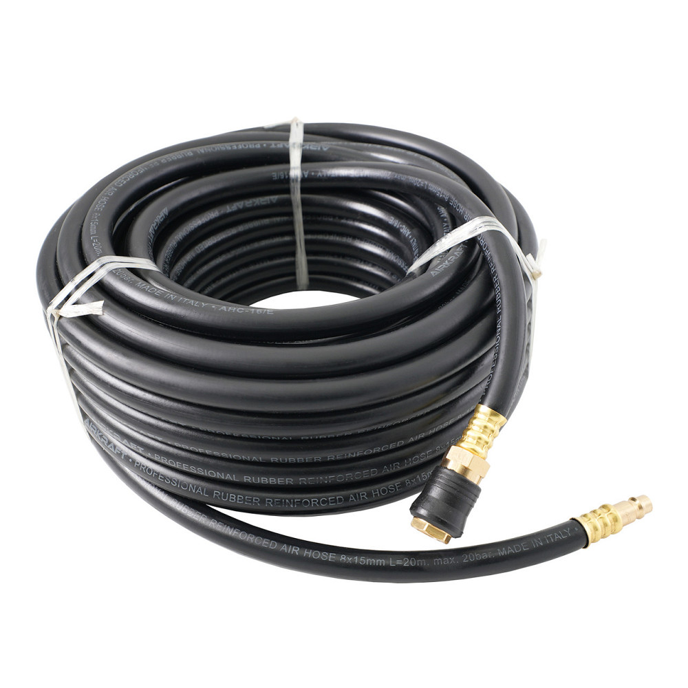 Шланг резиновый воздушный армированный  (PROFI) 20 атм 8x15мм, 10м с латунными быстроразъемными соединениями AIRKRAFT AHC-16-D Чернигов - изображение 1