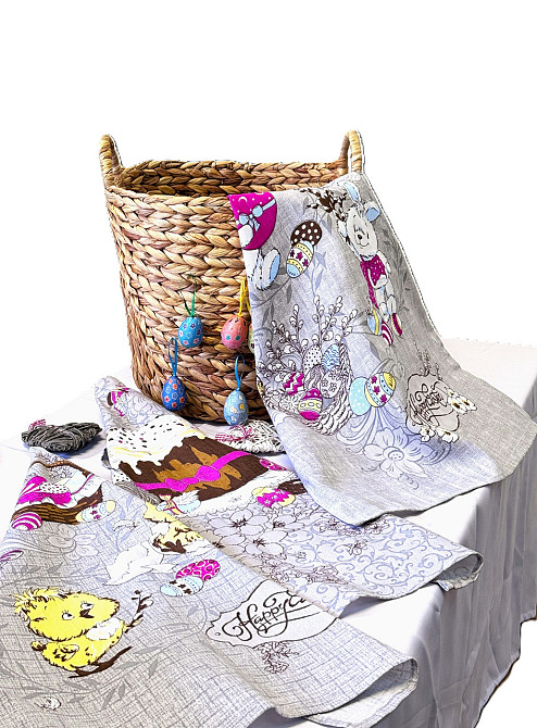 Ecotton Набір рушників великодній Ecotton 50х60 вафельних 3 шт. Великдень Зайченята в корзину Коломыя - изображение 1