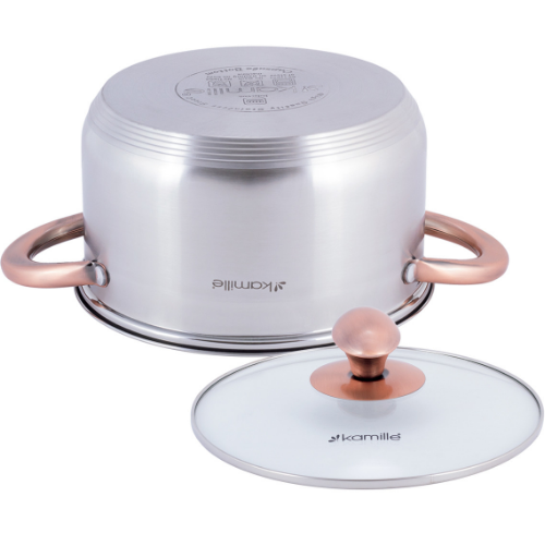 Каструля нержавіюча сталь 5л з кришкою порожнисті мідні ручки 4934 KAMILLE Житомир - изображение 4