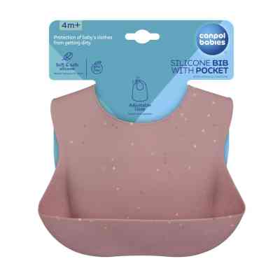 Нагрудничек Canpol babies DOTS силиконовый с карманом, розовый (51/029_pin) Винница