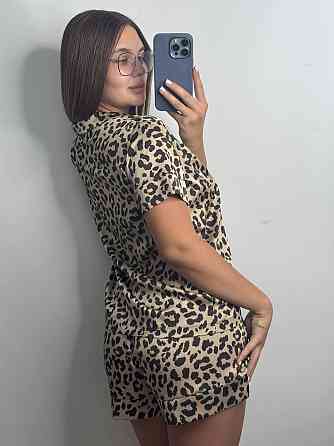 Пижама женская из сатина с шортами и рубашкой Золото M-L Харьков