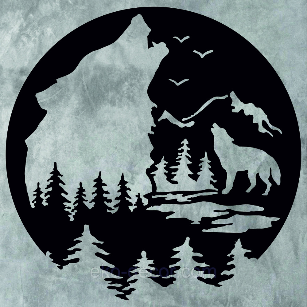 Декоративное настенное Панно «Волк», Декор на стену 90*90 см, Черный Киев - изображение 5