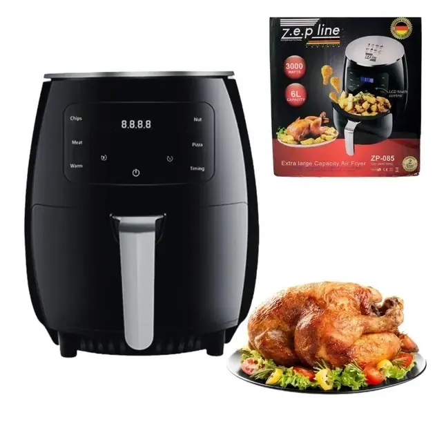 Фритюрница электрическая безмасляная. Аэро-фритюрница на 6 л Zepline ZP-085 3000W LED дисплей Коломия - фото 2