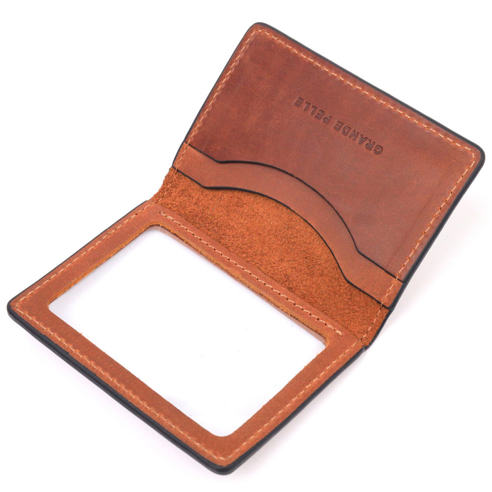 Практична обкладинка на автодокументи у вінтажній шкірі Україна GRANDE PELLE 16706 Світло-коричнева Київ - фото 8