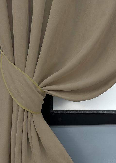 Комплект коротких штор VR-Textil Мікровелюр Petek YL № 1804ш Капучино 130х170 см 2 шт (35-0386) Київ - фото 4