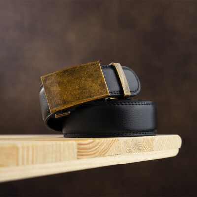 Ремінь Vintage Чоловічий з латунною пряжкою Чорний (20310) Вінниця - фото 6