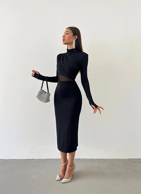 Женское романтическое элегантное меди платье с микродайвингом. Одесса - изображение 1