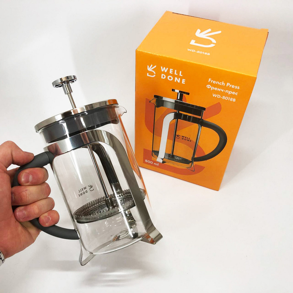 Френч-прес для приготування кави в офісі Well, Красиві заварники для чаю, Скляний заварник PC-68 Львів - фото 5