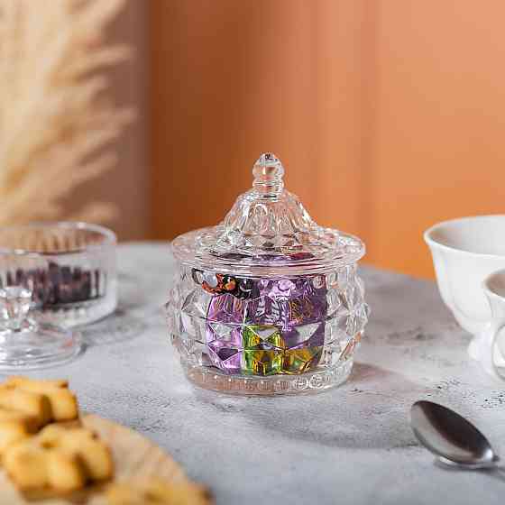 Стеклянная конфетница с крышкой, 8 см Киев