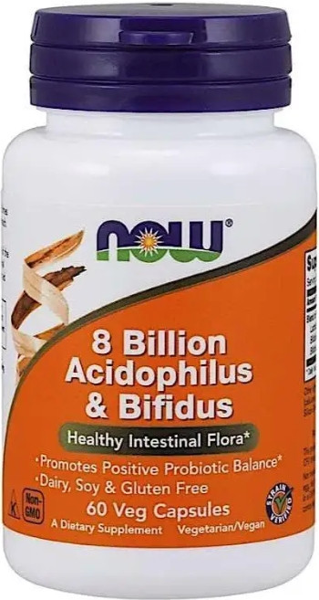 Пробіотики для травлення Now Foods Acidophilus & Bifidus 60 вег капс Київ - фото 1