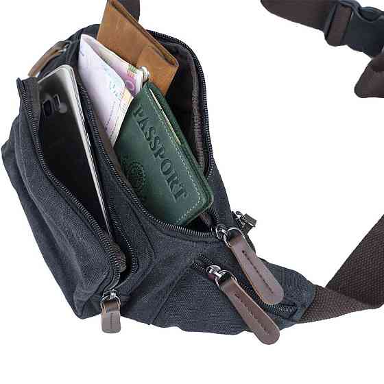 Сумка поясная текстильная Vintage 20085 Черная Киев