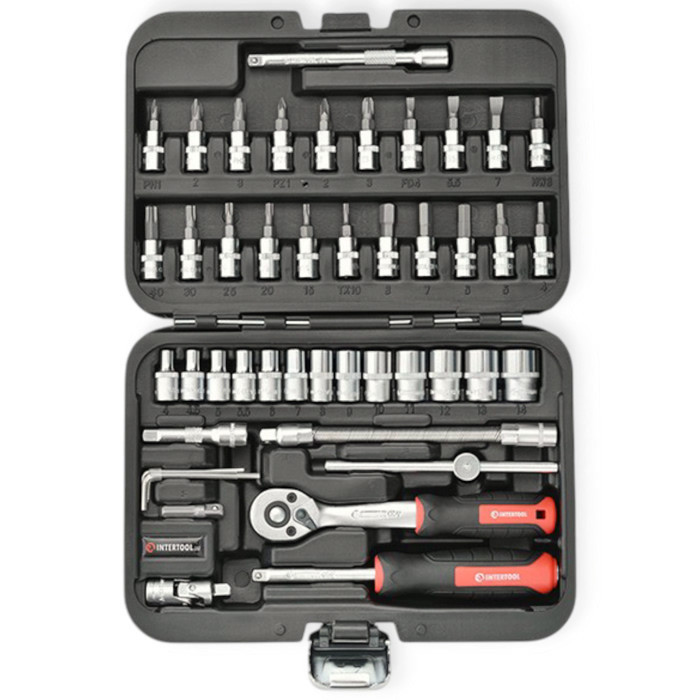 Набір інструменту 1/4" 46 шт, 4-14 мм з тріщ., подовжує., кардан, отв.-вороток, біти Storm Мукачево - фото 1