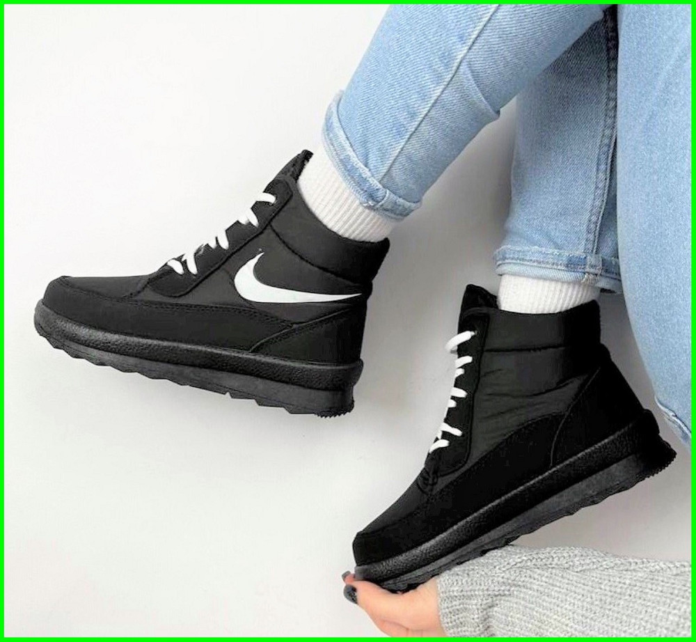 Зимові жіночі Кросівки на хутрі Чорні Найки Снікерси в стилі N!ke (розміри: 36,37,38,39,40) Дніпро - фото 5