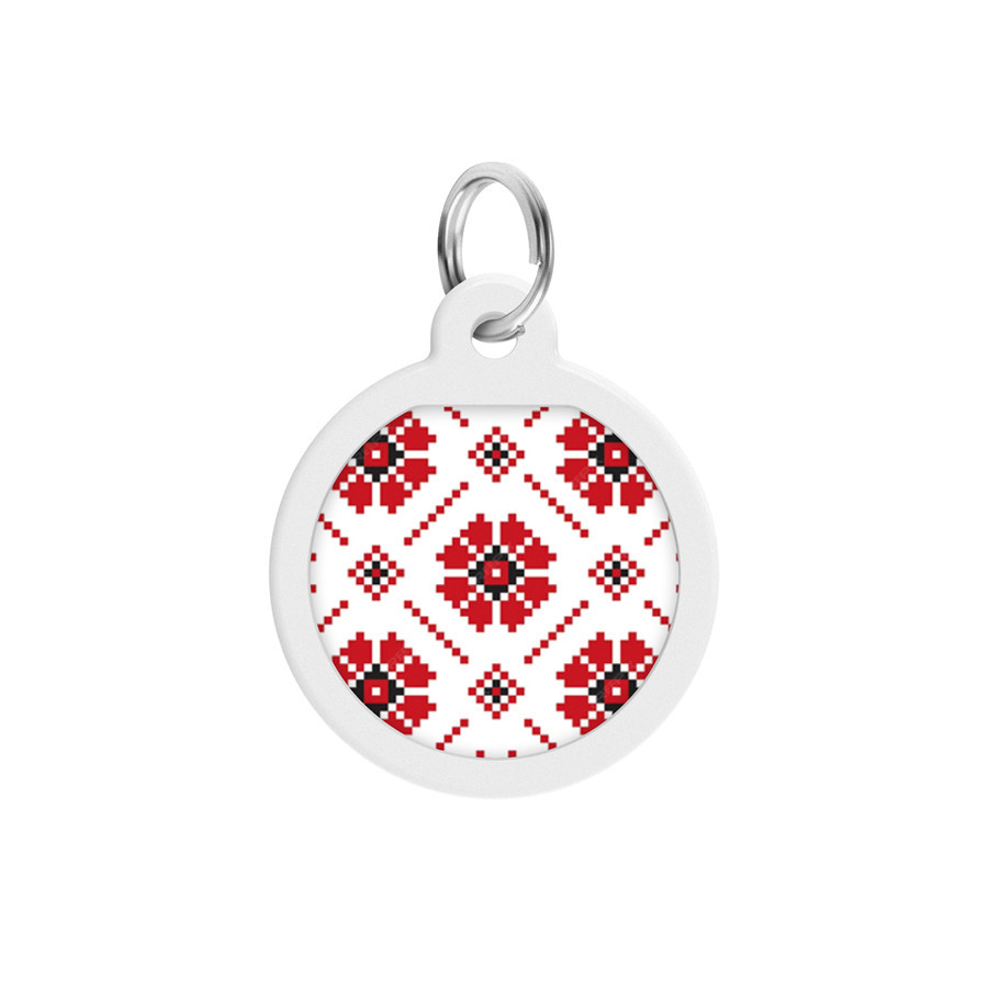 Адресник для собак і котів металевий WAUDOG Smart ID з QR-паспортом, малюнок "Вишиванка", круг, Д 25 мм Вінниця - фото 5