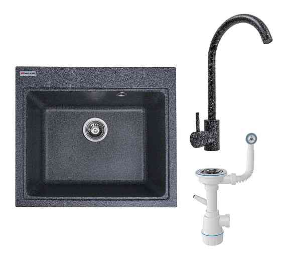 VALESO Комплект: Мийка VESTA 5852 графіт + Змішувач 56 B NESP графіт + Сифон 1041 Киев