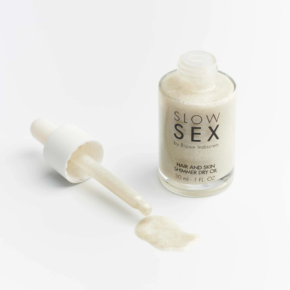 Сухое масло для тела и волос Slow Sex by Bijoux Indiscrets с мерцающими частичками Sex Aura Киев - изображение 4