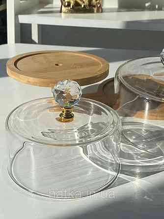 Набір для зберігання "Бамбукова перлина" скляна з бамбуковою підставкою 102-632 Київ