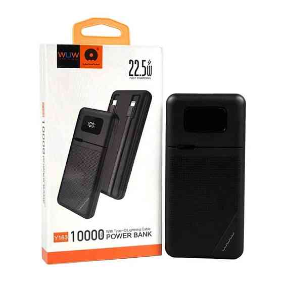 Павербанк 10000 mAh WUW Y163 PD 22.5W быстрая зарядка черный power bank повербанк Одесса