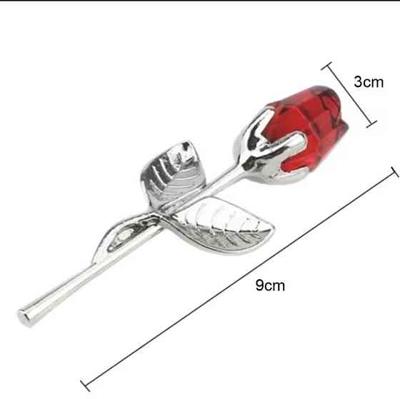 Хрустальная фигурка роза 9 см в позолоте в подарочной упаковке красная Киев
