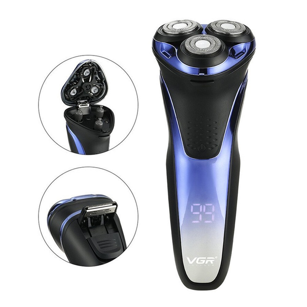 Электробритва аккумуляторная VGR V-306 LCD IPX7 роторная с триммером Винница - изображение 5