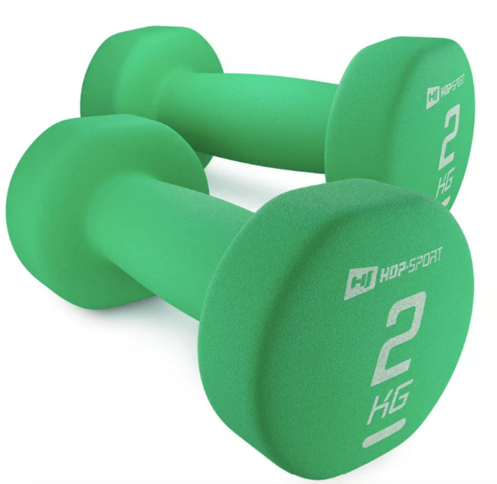 Неопреновые гантели Hop-Sport HS-V020DR 2 по 2 кг зеленые для фитнеса и тренировок Киев - изображение 3