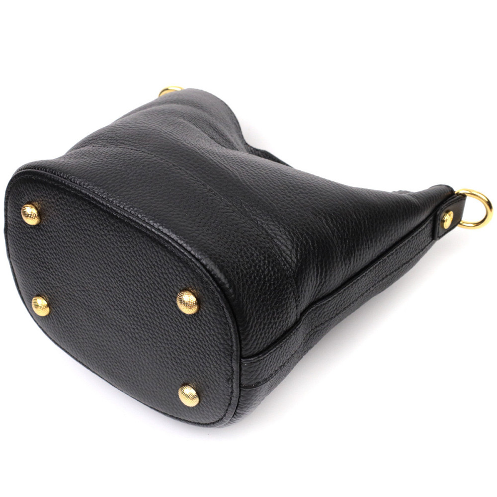 Шкіряна жіноча сумка з автономною косметичкою всередині Vintage 22363 Чорна Київ - фото 3