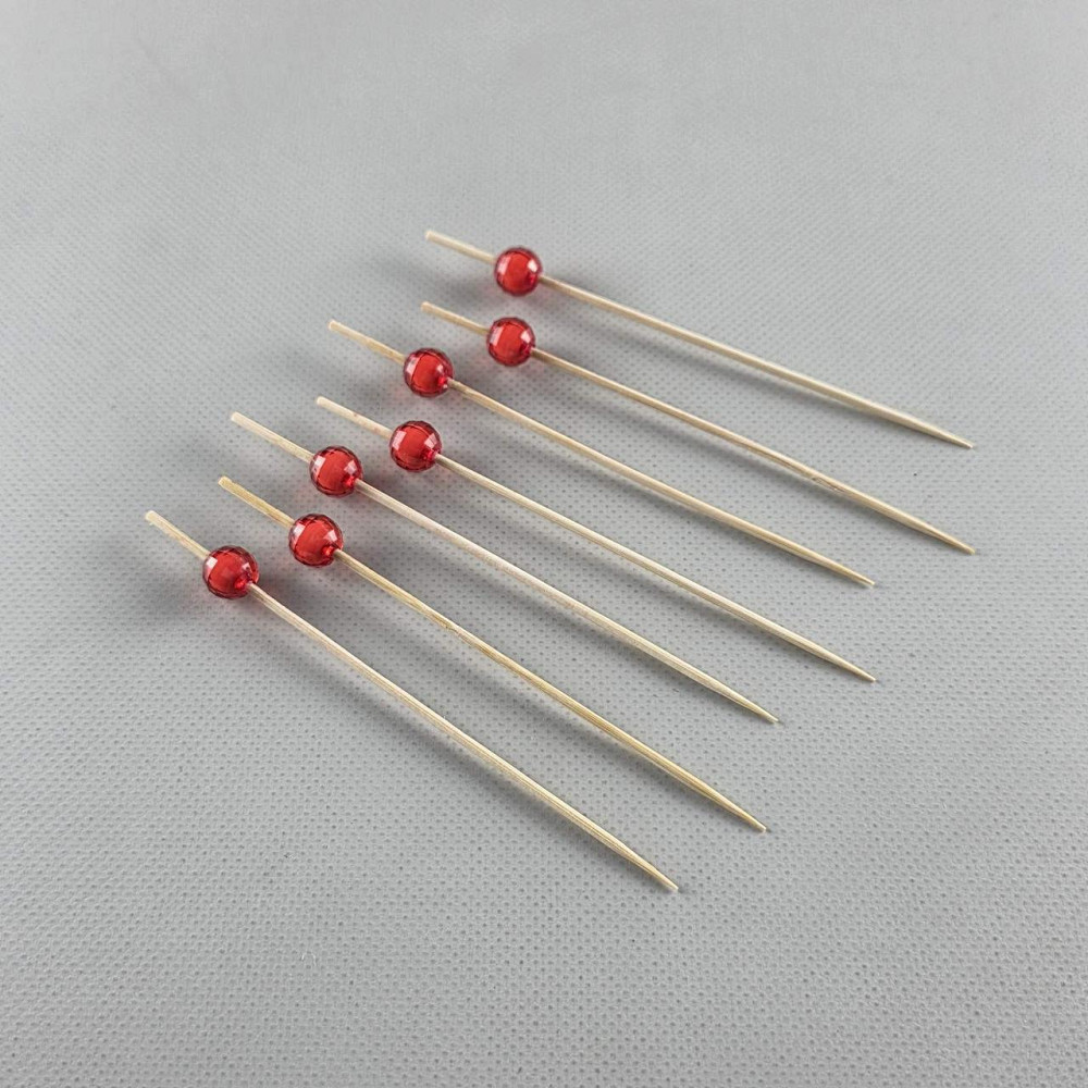 Шпажка для прикрашання страв 12 см" Червоні намистинки "100 шт (1 пачка) Харків - фото 1