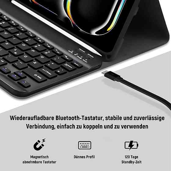 Чехол для iPad Pro 11 2024 M4 с QWERTZ Bluetooth клавиатурой съемный магнитный подставка держатель для Apple Киев