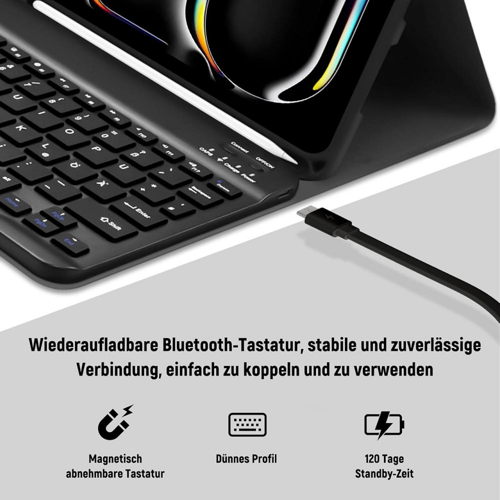 Чехол для iPad Pro 11 2024 M4 с QWERTZ Bluetooth клавиатурой съемный магнитный подставка держатель для Apple Киев - изображение 2