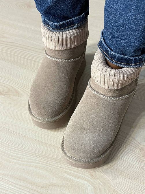 Угги женские Hengji 56-3 с манжетом носком на высокой подошве бежевые, 40, 25,5 см Киев - изображение 8