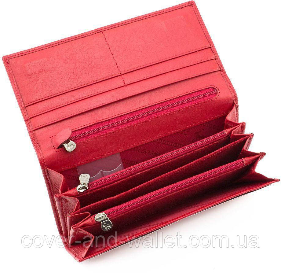 Жіночий якісний шкіряний гаманець на магнітах червоного кольору Marco Coverna Київ - фото 8