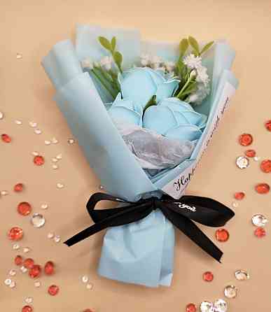 Мило-букет "Троянда" Рожевий Блакитний Сміла