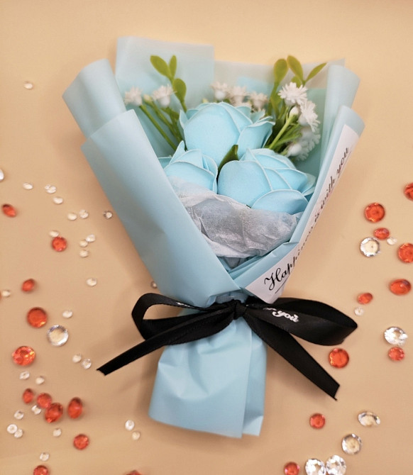 Мило-букет "Троянда" Рожевий Блакитний Сміла - фото 3