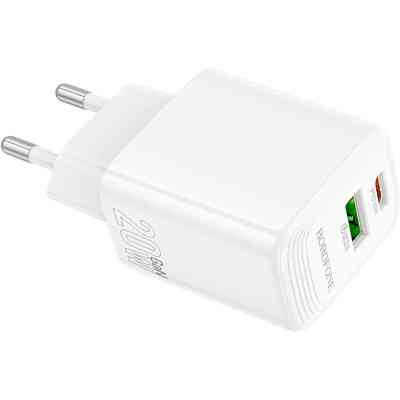 Зарядний пристрій BOROFONE BN27 Fuente 1xUSB-C PD20W + 1xUSB QC3.0 White (6941991120268) Вінниця