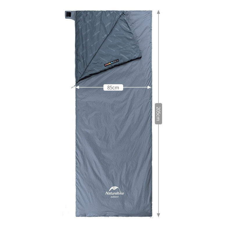 Спальник надлегкий Naturehike Ultralight LW180 NH21MSD09 лівий, (15°C), p-p XL, сіро-синій Київ - фото 2