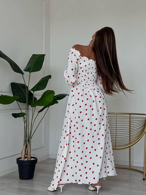 Женское романтичное легкое макси платье с сердцем муслин 100% хлопок 46/48, Белый Одесса - изображение 7