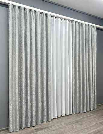 Комплект готових штор VR-Textil Льон мармур Pavliani ХО № 1911ш Світло-сірий 150х250 см 2 шт (39-975) Київ