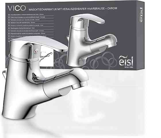 Змішувач для раковини EISL NI075TCO з висувним душем для ванни для миття волосся одноважільний зі зливним краном Vico_Chrome Дніпро