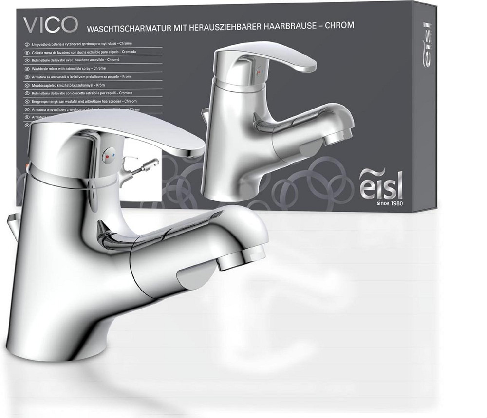 Змішувач для раковини EISL NI075TCO з висувним душем для ванни для миття волосся одноважільний зі зливним краном Vico_Chrome Дніпро - фото 1