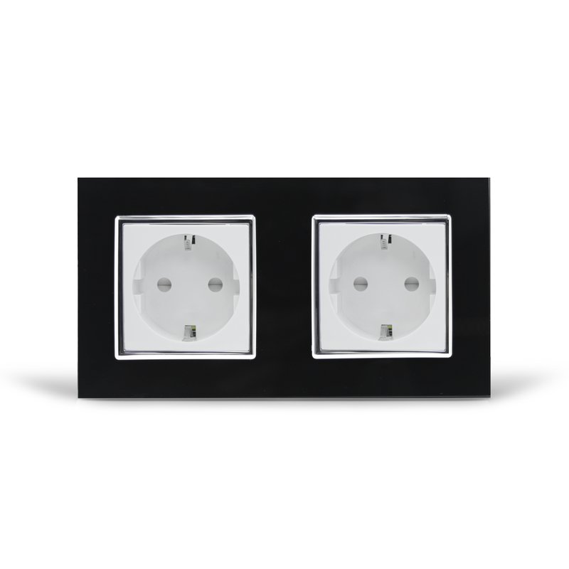 LIVOLO Подвійна електрична розетка з заземленням LIVOLO, біла з чорною рамкою, хромованою встав Коломыя - изображение 4