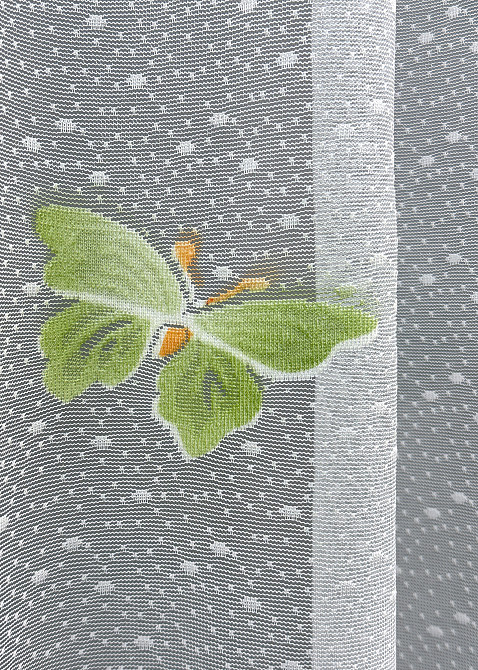 Тюль VR-Textil 1901т Жакард Білий з зеленим 300х270 см (42-0842) Київ - фото 6