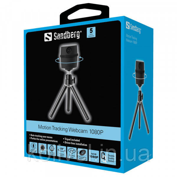 Веб-камера Sandberg Motion Tracking Webcam 1080P + Tripod (134-27) Київ - фото 4