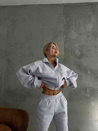 Женский теплый прогулочный костюм: кофта и штаны трехнитка на флисе Меланж, 48/50 Одесса