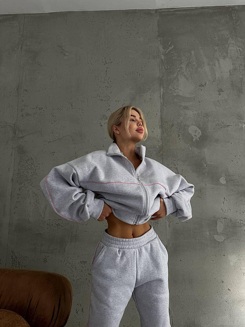 Женский теплый прогулочный костюм: кофта и штаны трехнитка на флисе Меланж, 48/50 Одесса - изображение 6
