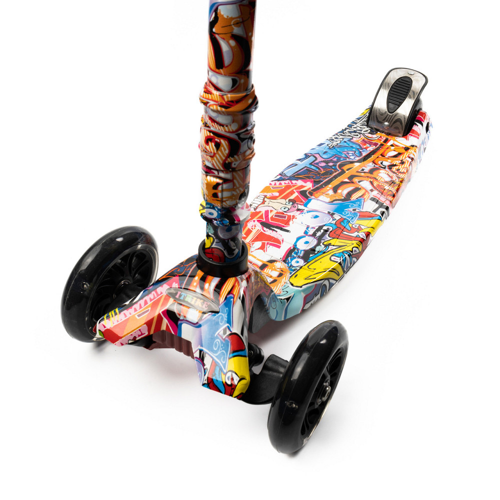 Самокат дитячий триколісний складний iTrike MAXI JR 3-055-WP6 з підсвічуванням колес Чорний Кам'янець-Подільський - фото 4