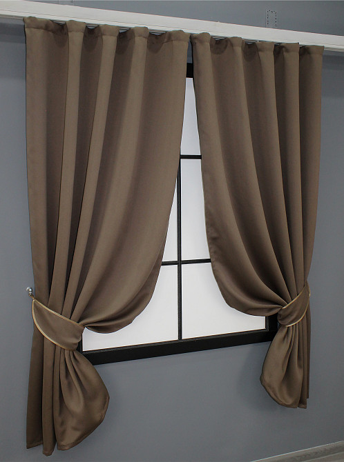 Комплект штор коротких VR-Textil Bagema Rvs № 1238ш Шоколадный 130х170 см 2 шт (35-0033) Киев - изображение 2