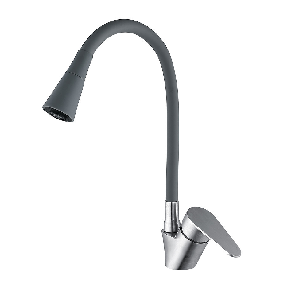 Смеситель для кухни WEZER POD4Y-04G с гибким изливом, сатин/серый Киев - изображение 1